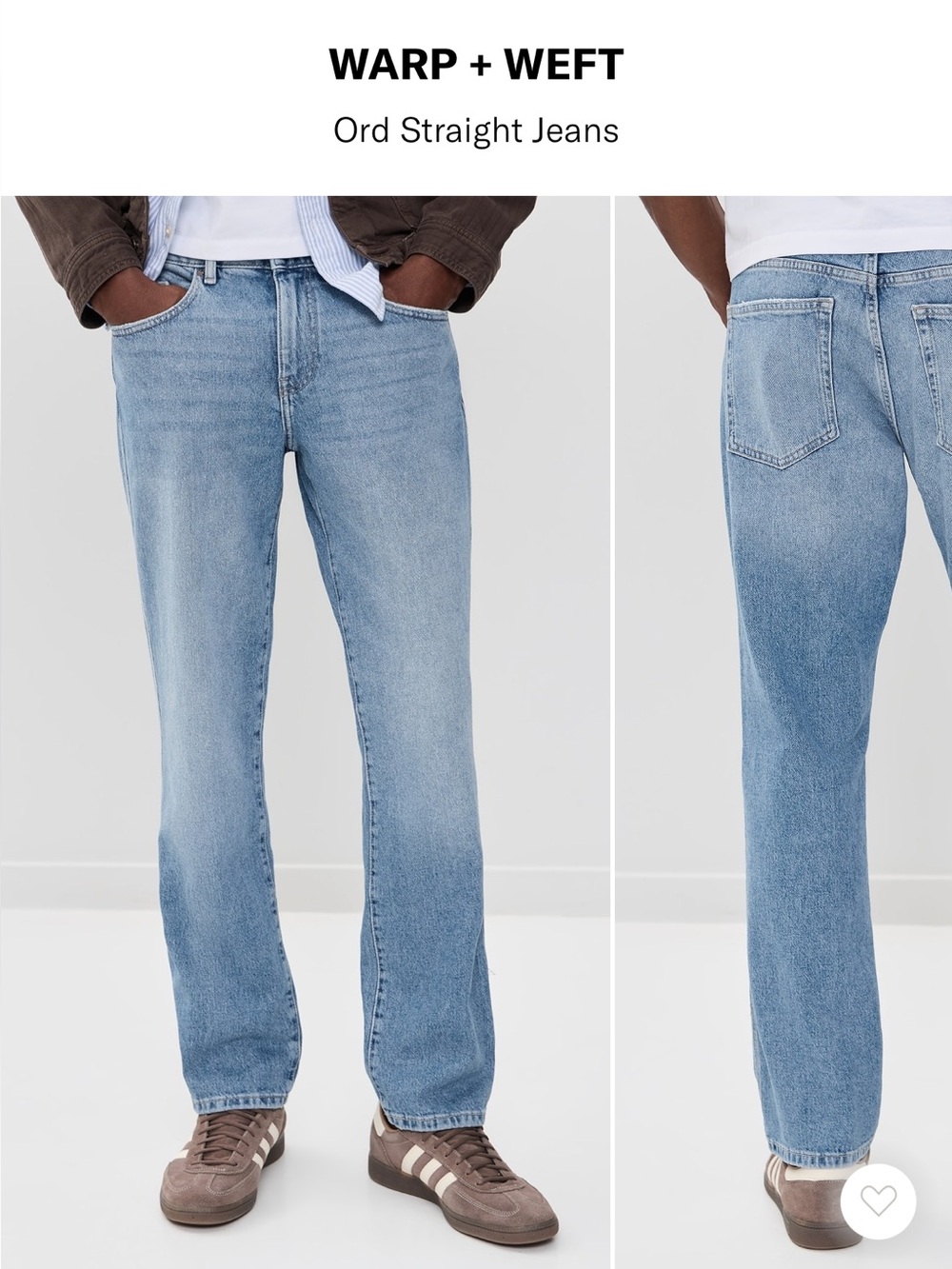 Warp + Weft ORD Chicago Straight Leg‎ Stretch Denim In Light Blue 33Wx30L NWT